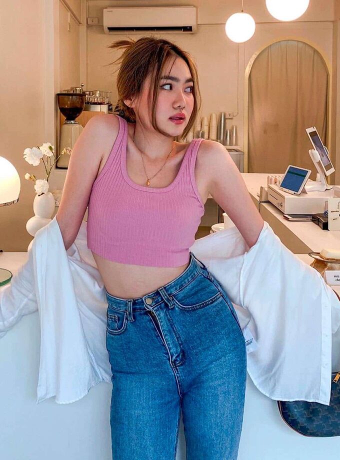 เสื้อครอป ผ้าริบร่อง ผ้ายืด Freesize