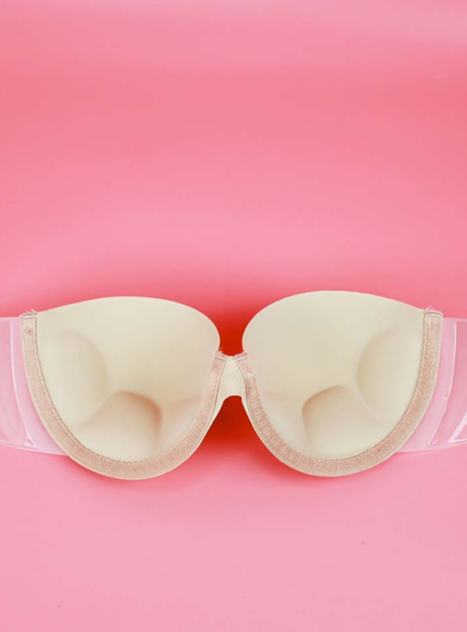 บราเกาะอกไร้สาย กาวแปะข้าง (เสริมฐาน 1.5 cm.)