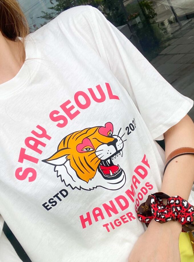 เสื้อยืดลายเสือ 2022 สไตล์เกาหลี ใส่ได้ทุกวัน