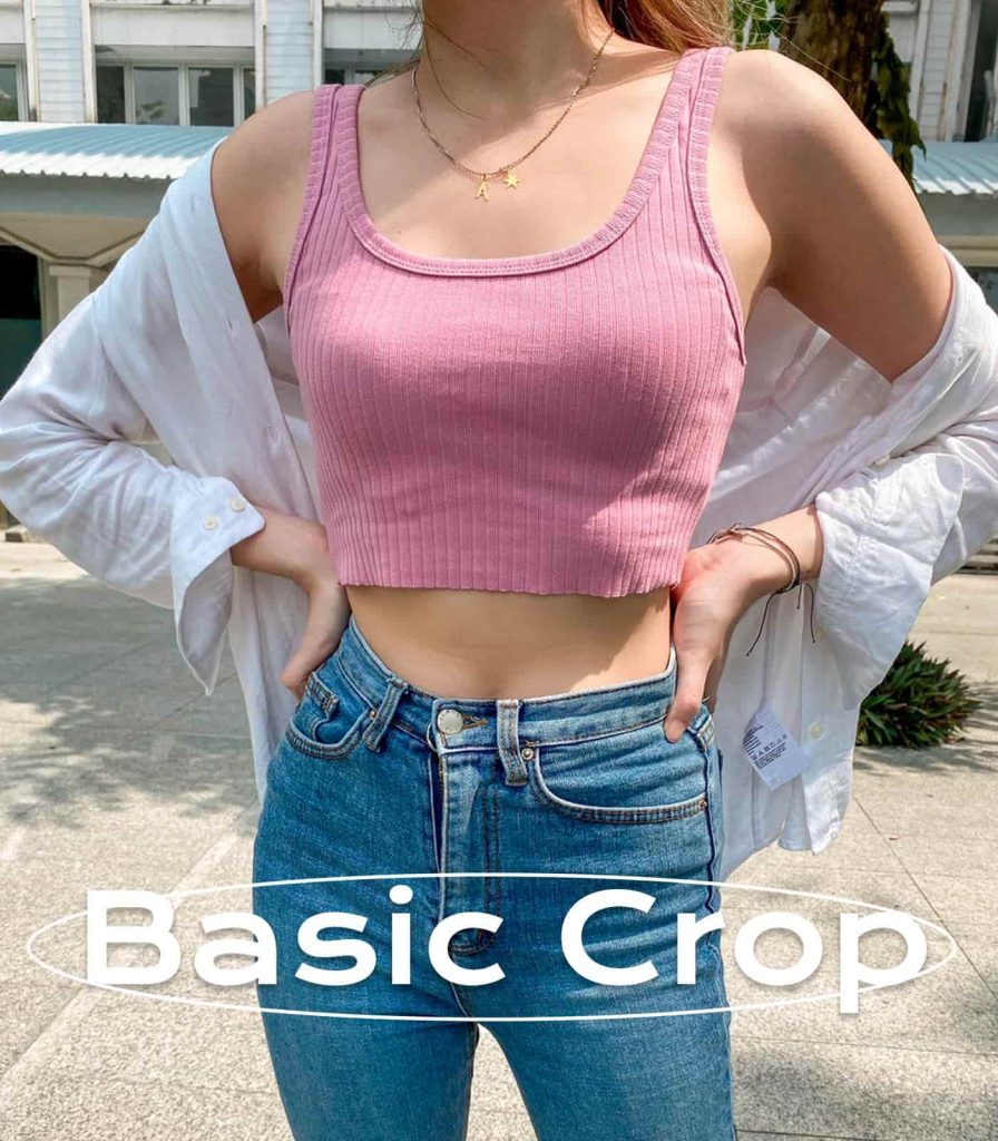 เสื้อครอป ผ้าริบร่อง ผ้ายืด Freesize